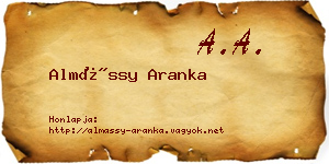 Almássy Aranka névjegykártya